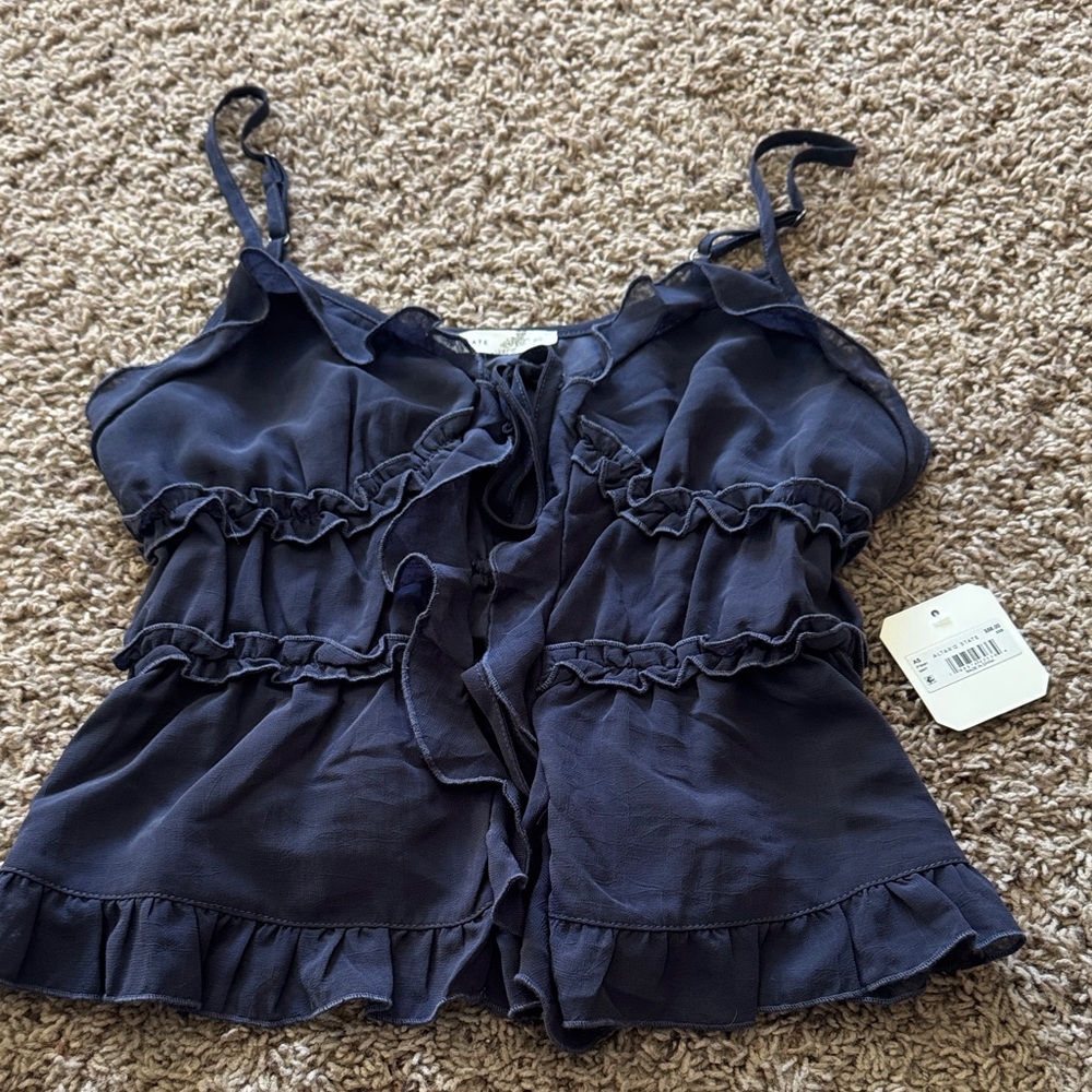 Altar'd State Navy Ruffle Camisole